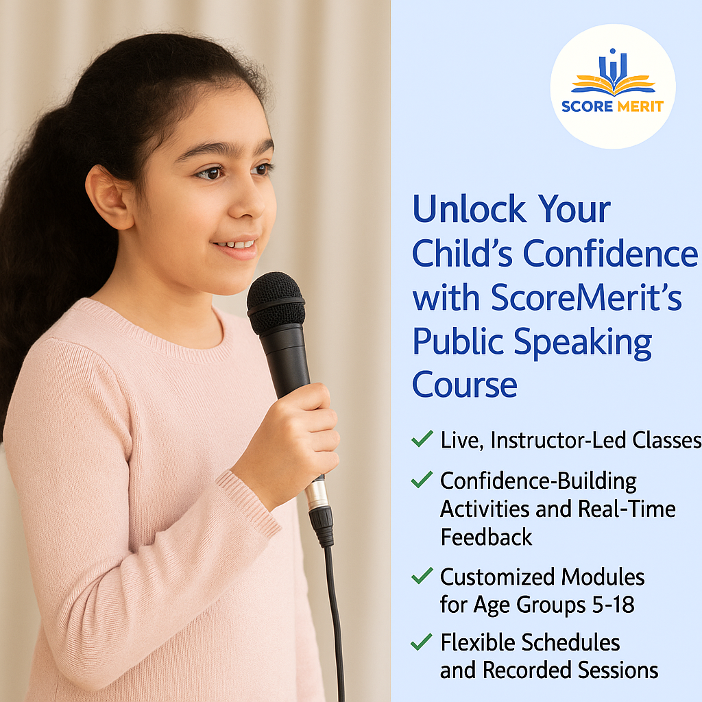 Unlock Child’s Confidence with ScoreMerit's Public Speaking Course
